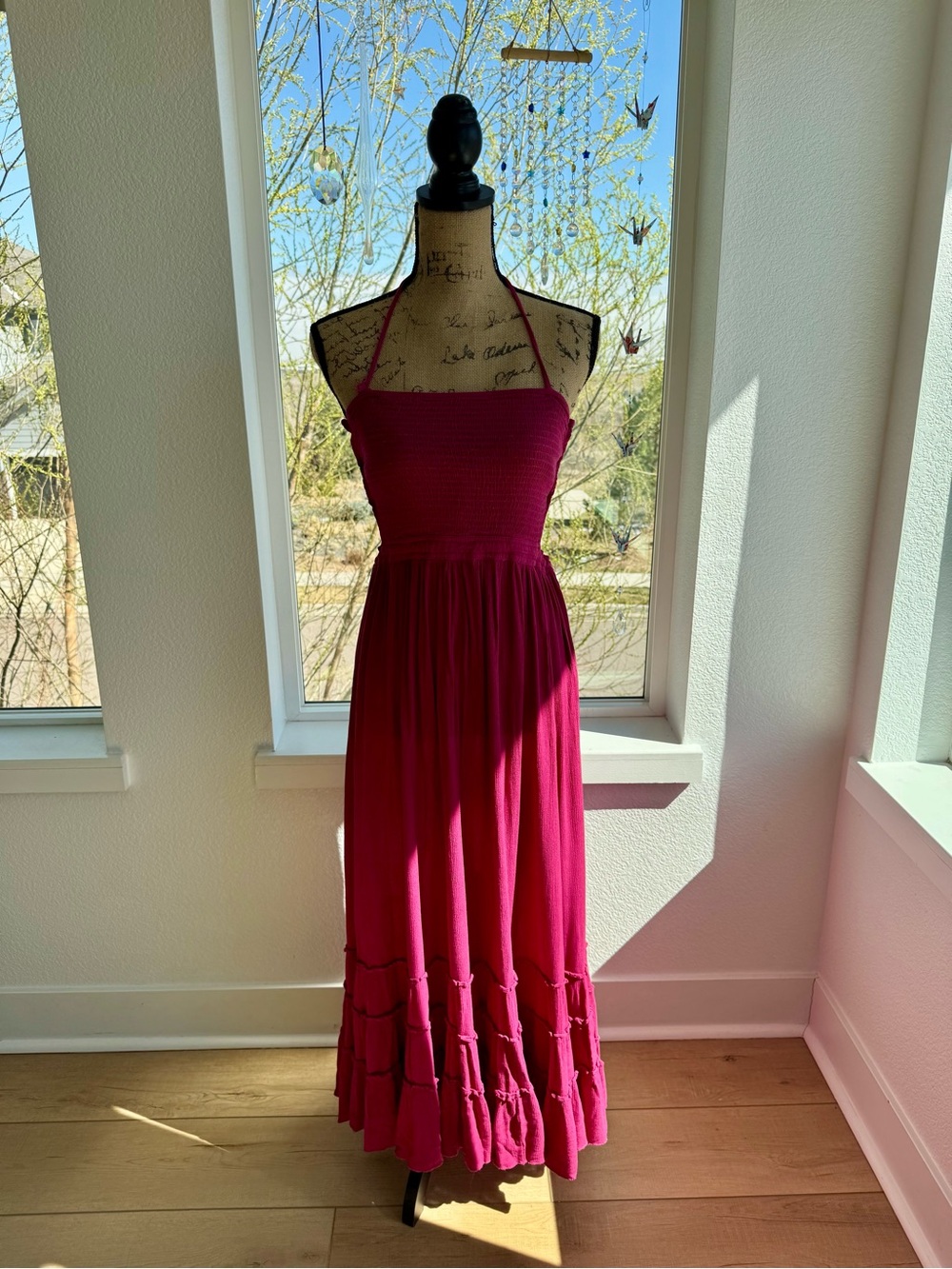 Halter Neck Fuchsia Maxi Dress